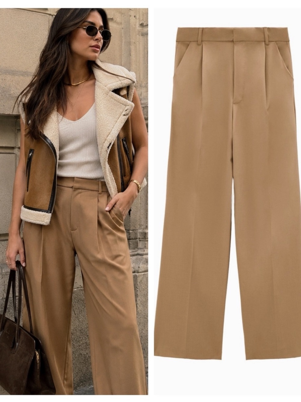 ZARA wide leg pleated pants